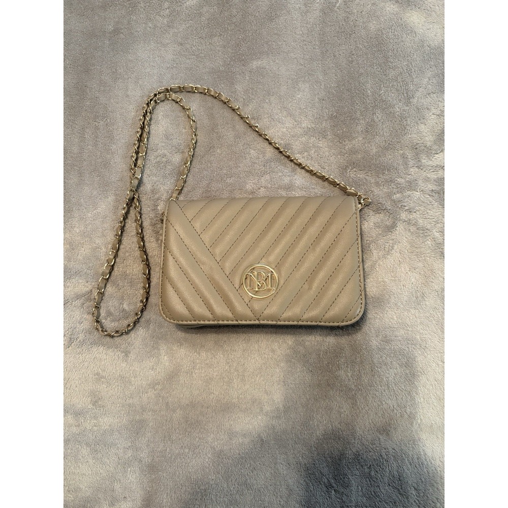 Studio Badgley Mischka Quilted Crossbody Clutch Wallet Taupe Shoulder Bag